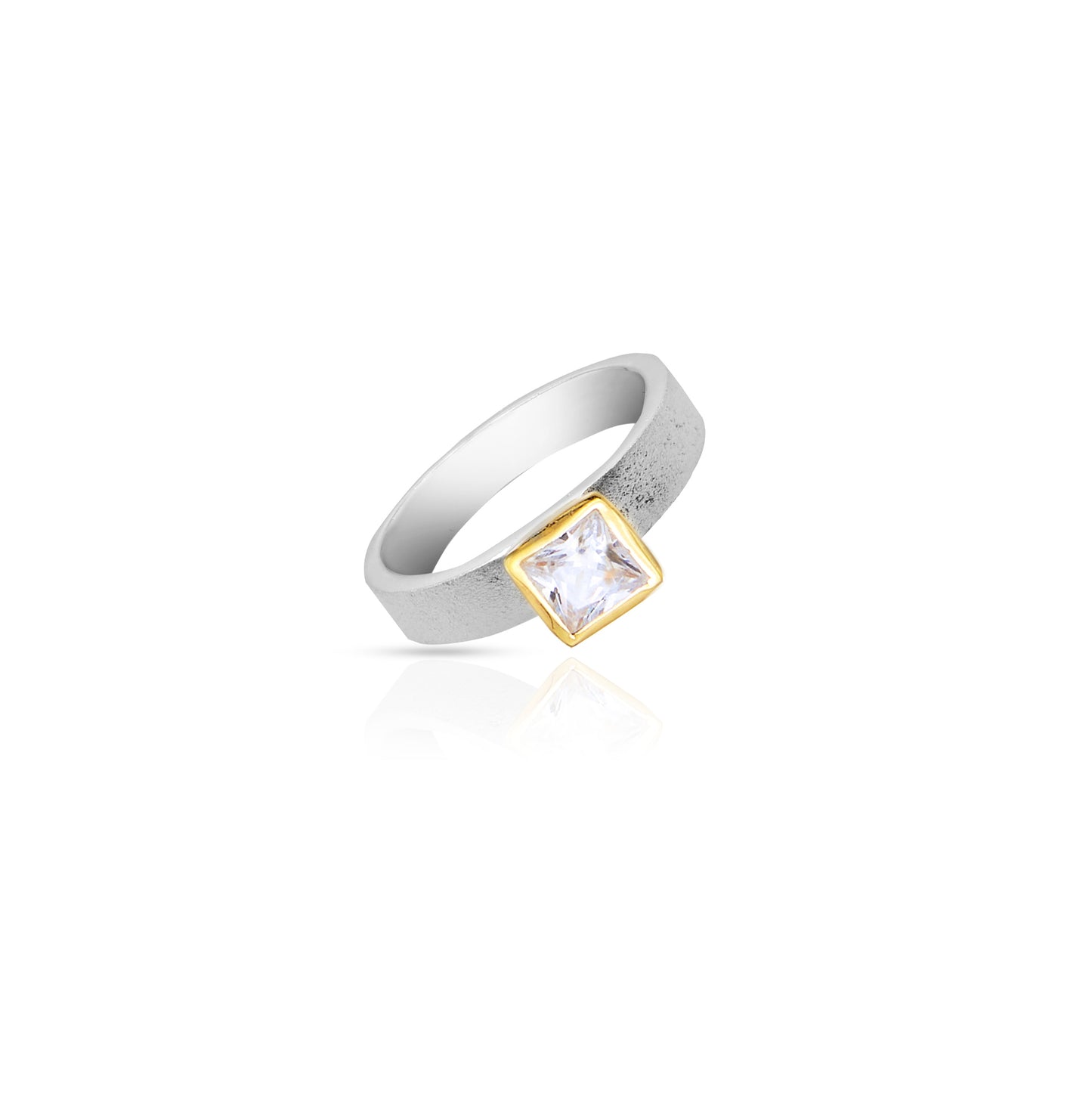 Jantier: Gold-Plated 925 Silver Ring with Zircon, Adorned with Topaz