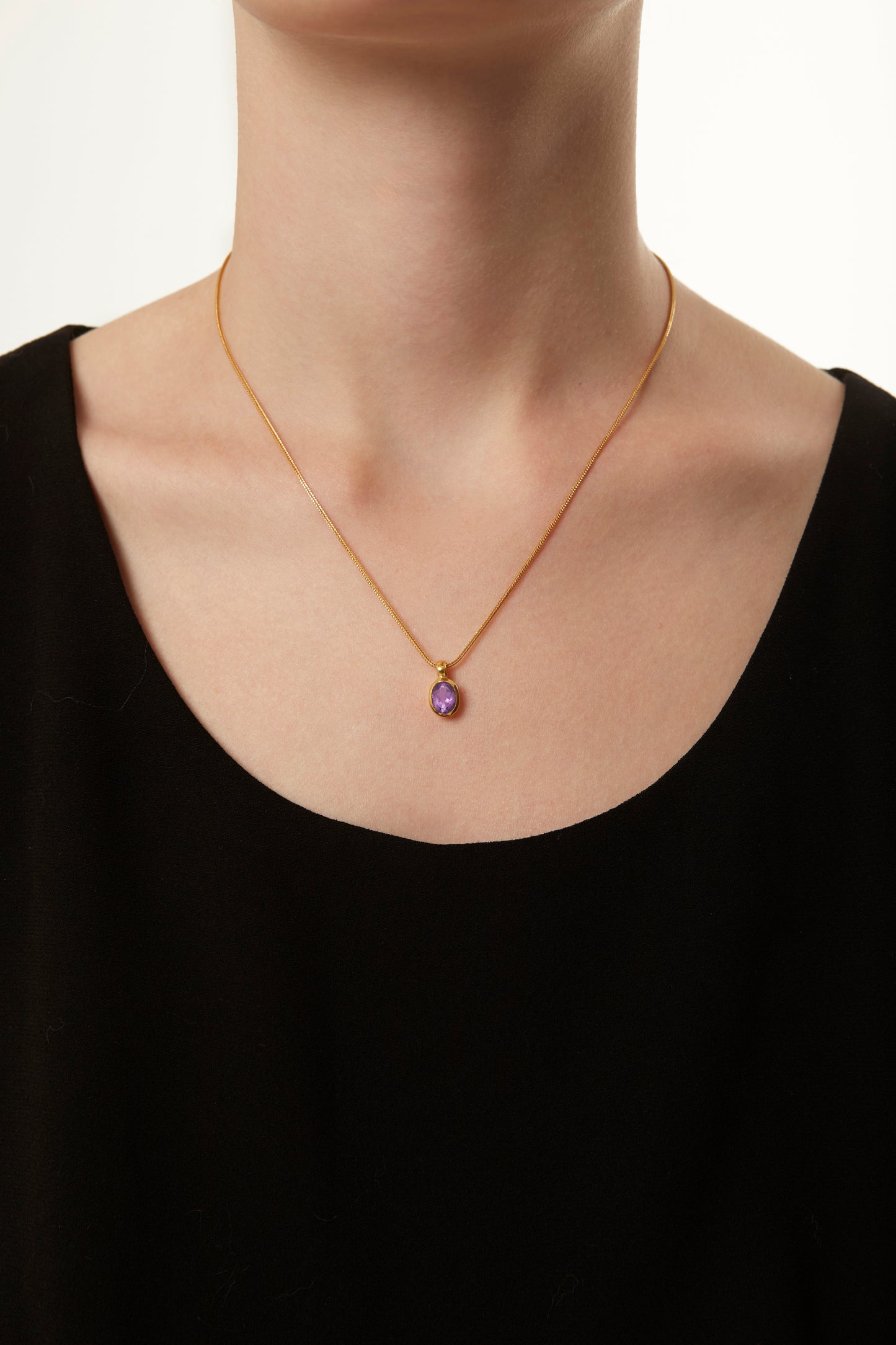 Jantier: Precious Amethyst pendant - Gold-plated 925/100 silver