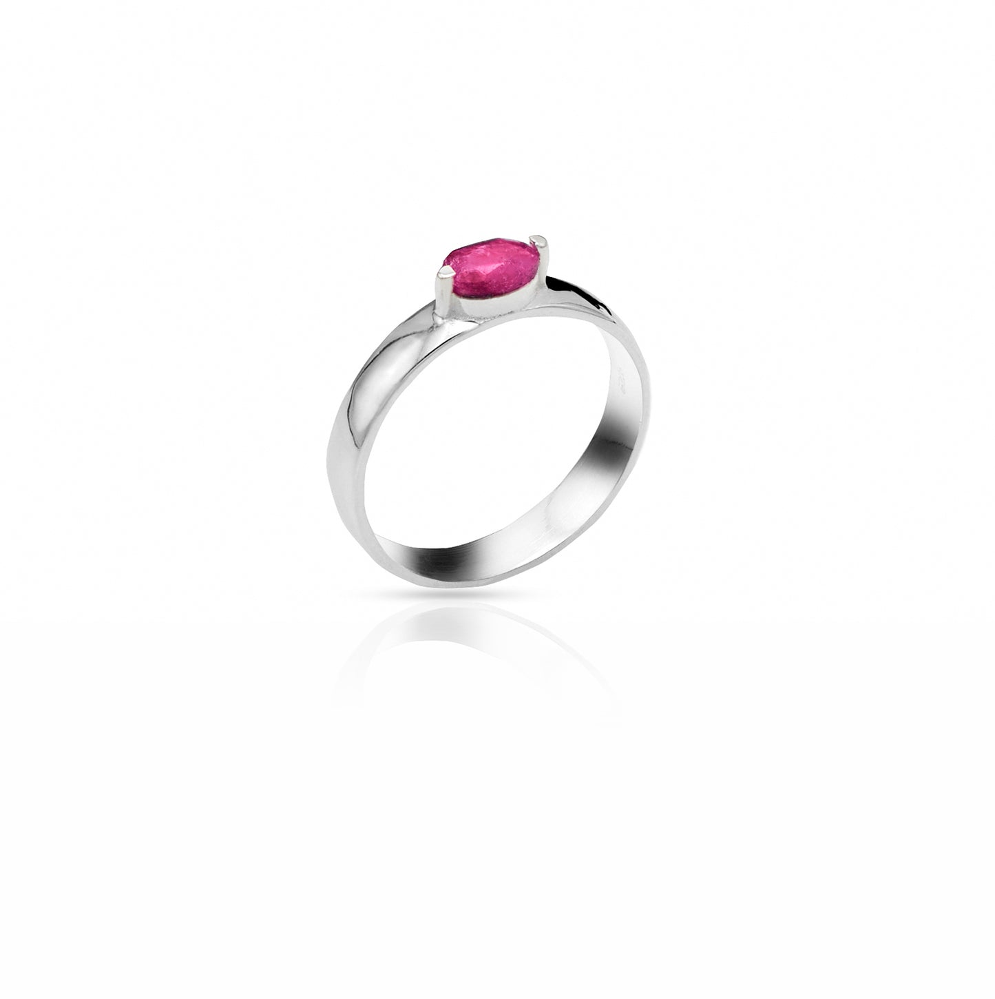 Jantier: Contesse 925 Silver Ring with Red Crystal, Bright Passion
